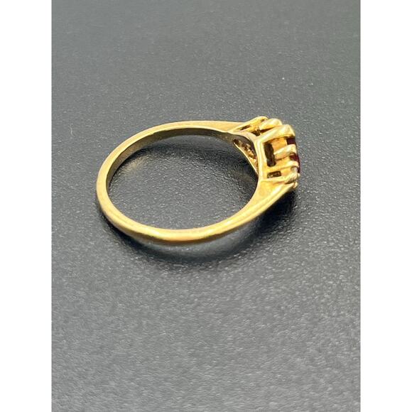 Tru Glo Vintage 14K Gold 3-Stone Ruby Diamond Accents Trilogy Ring Size 7 - Picture 13 of 14